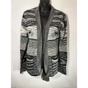 Vtg 80s Sweater Cardigan M Jean Nicole Mallcore Grandma Cozy Acrylic Grey Office